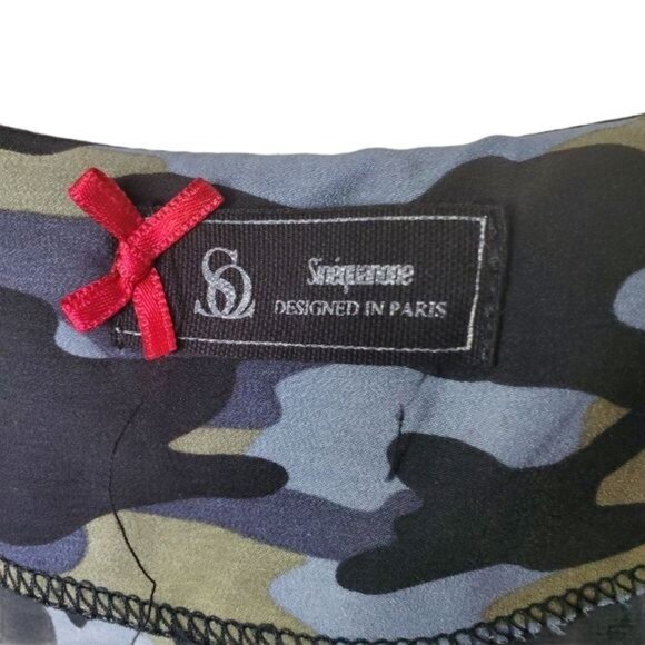 SINEQUANONE Womens Dress Camo Zip Lined Cinched Waist Black Blue Pockets‎ Medium - Picture 3 of 11